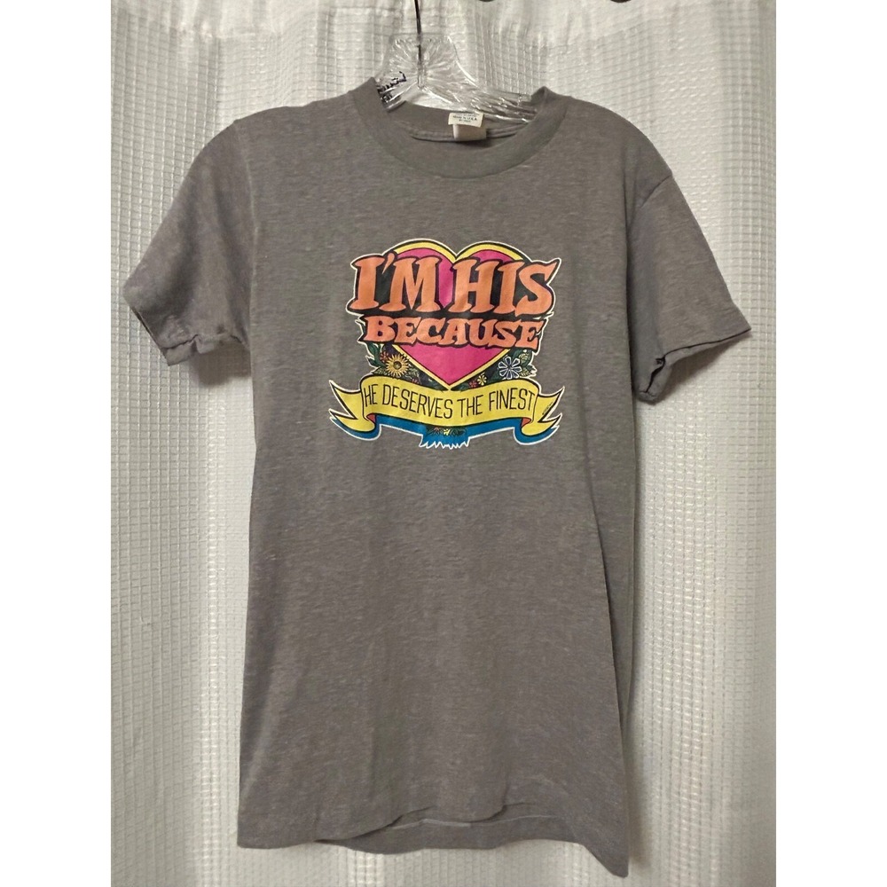 VTG 1973 I'm His T Shirt Size M Kitsch Fun Retro